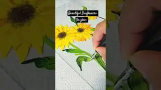 Beautiful Sunflowers Painting on glass #art #glassart #youtubeshorts