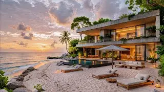 Soft Notes by the Ocean 🌊 Gentle Jazz Music over Calm Ocean Waves at Sunset for an Uplifting Mood