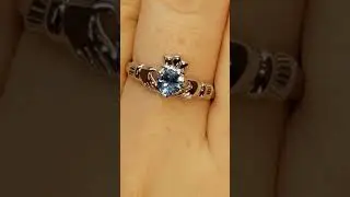 December Birthstone Sterling Silver Claddagh Ring