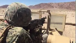 Marine fires from Humvee turret during ITX 4-18 Motorized Operations Training