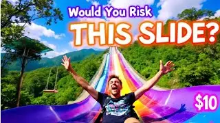 Рискнули бы вы прокатиться на этой БЕЗУМНОЙ горке в Сальвадоре? 🌈 Радужная горка в Албанском парке