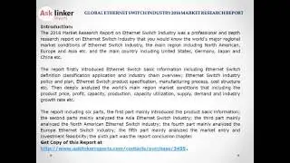 Ethernet Switch Market Conditions 2016: Product Price, Profit and Industry Forecasts to 2020