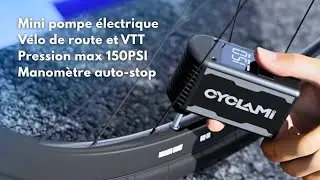 Mini pompe &eacute;lectrique pour v&eacute;lo Cyclami A2 Max 150PSI Manom&egrave;tre auto-stop