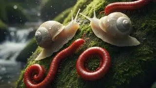 Close-up look at the unique forest millipede and snails meeting #millipedeencounter #oddlysatisfying