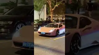 A Shanghai rich girl drives a pink, diamond-encrusted Ferrari 458 out on the town #ferrari #shorts