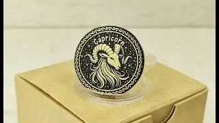 Capricorn zodiac coin made of solid brass with personalized engraving.