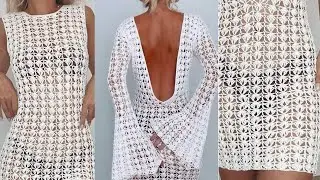 2-ROW CROCHET FANTASY STITCH FOR THE NATURAL LONG DRESS\ beautiful stitch for long dress ❤️❤️❤️❤️