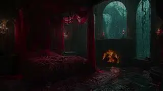 Soothing Thunderstorm and Rain Sounds in a Hidden Castle Chamber with Fireplace for Deep Sleep