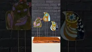 California Modern Enameled Bird Family Sculpture by Curtis Jere