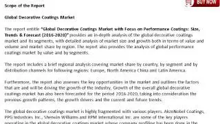 Global Decorative Coatings Market with Focus on Performance Coatings