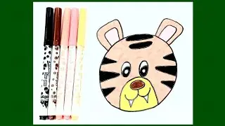 How to draw a cute Tiger face #tinyartist #easydrawing #video 