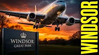 Plane approach over Windsor Great Park to land at Heathrow Airport in London!