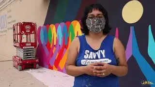 Local San Antonio Artist Suzy Gonzalez describes her new mural at the Herweck's Art Supply Store.