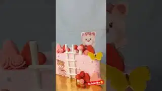 Half cake design || 6th month birthday cake || Teddy bear cake#teddy#birthdaycake #shot #viral