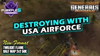 Destroying with Airforce in C&C Generals Zero Hour Replay - 2v2 Online Multiplayer