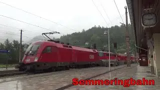 Trains at Semmering station, Semmeringbahn / Z&uuml;ge in Semmering, Semmeringbahn