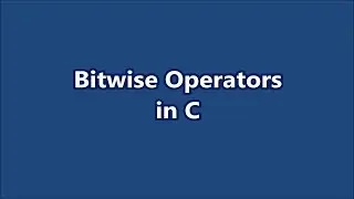 Bitwise Operators│C programming│Part# 18│Learn CSE Malayalam