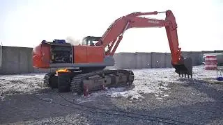 Испытания автоматической системы пожаротушения ССПБ-Тунгус-01А на экскаваторе Hitachi Zaxis 350