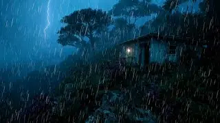 Rain Sounds for Sleeping Countryside Alpine Forest at Night for Deep Rest | Subtle Thunder ASMR
