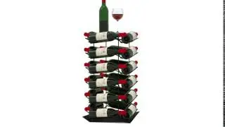 VINCENT: 24 BOTTLE ROTATING WINE RACK AND SIDE TABLE (BLACK)