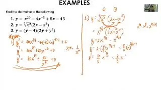 Derivative of a function Examples Part 1
