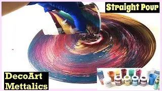 Acrylic Pouring-Straight Pour Technique With Deco Art Metallic Paints |Christmas Pour 2020