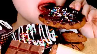 ASMR Chocolate Desserts, Donuts, Cookies, Pancakes and Kitkat Eating Show, 2x Speed @Lamifood 