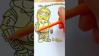 drawing C-3po Robot of Star Wars in easy steps #starwars #C-3po #shorts #viralshorts #drawing