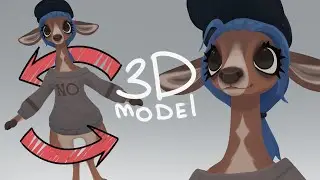 Deer girl 3D model Turntable