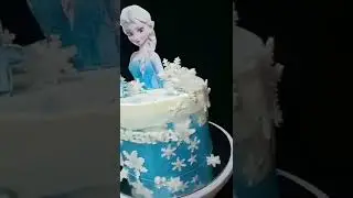 Frozen Elsa Theme Cake with fondant snow flakes topper #shorts