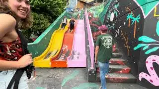 Comuna 13 in Medell&iacute;n, Colombia travel video.  Sept 2022
