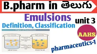 Emulsions definition, classification in తెలుగు || b pharm 1st sem , pharmaceutics 1|| unit 3.