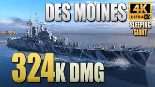 Cruiser Des Moines on map Sleeping Giant, 324k damage - World of Warships