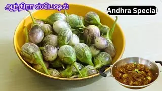 ஆந்திரா ஸ்பெஷல் கத்திரிக்காய் மசாலா/ Andhra style gutti vankaya curry recipe in tamil 