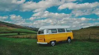 Relaxing/ Laid Back Folk Music with a Beautiful Old School Van Parked Along the Countryside