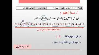 مبادئ وقواعد التوزيع الالكتروني ثاني ثانوي كيمياء