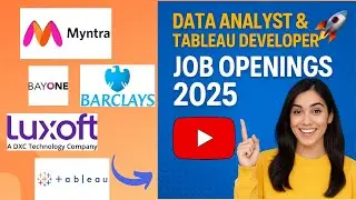 Tableau Developer Jobs opening for Freshers and Experienced.