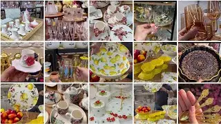 Beautiful Crockery collection 2024 Tea sets design/Tea cups/ Fancy Glass set🍷dishes/spoon set #vlog