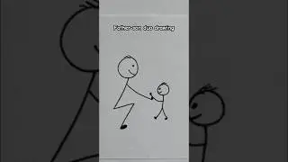 Father son duo stick drawing #easy #creative #trending #art #shorts #viral #love #dad #papa #baby
