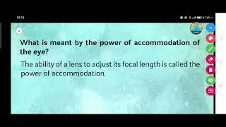 What is meant by the power of accommodation of the eye?