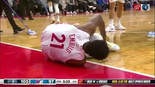 Joel Embiid goes down with an apparent Ankle Injury 🙏