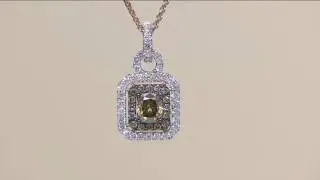 Cushion Cut Natural Brown & White Diamond Pendant or Ring 14K, 1.00 cttw on QVC