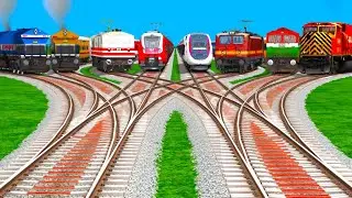 ALL Realstic Trains Fast Running By Bumpy Branched Railroad Crossing Tracks ll Crazy warped trains 