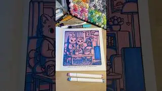 Lo-Fi Aesthetic Coloring | ASMR Relaxing Drawing with Ohuhu Markers #shorts #coloringbook #asmr