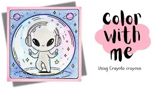#ASMR #adultcoloring 👽🛸🖍️🎨🫧 using only @CrayolaLLC crayons from Comfy UFO Moments 