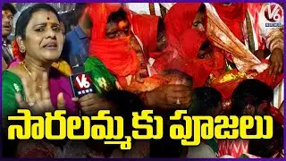 Teenmaar Chandravva Reporting From Saralamma Temple, Kannepalli | Medaram Jatara 2026 | V6 News