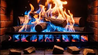 Enjoy a Color-Changing Fireplace &ndash; Blue and Orange Fireplace Flames with a Classic Brick Background