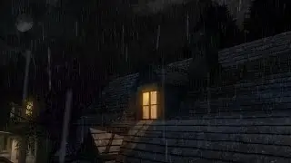 Rain Falling on The Roof on a Rainy Night - Rain sounds 8 Hours
