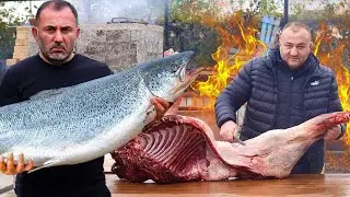 Salm&oacute;n al horno con sal y shashlik de oso a la parrilla: &iexcl;aventuras culinarias inusuales!🐻🐟