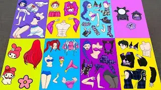 [👑Paper diy👑] HUNTRIX with SAJA BOYS COSPLAY KUROMI and MY MELODY 💜💗 KPOP DEMON HUNTERS Sticker Book